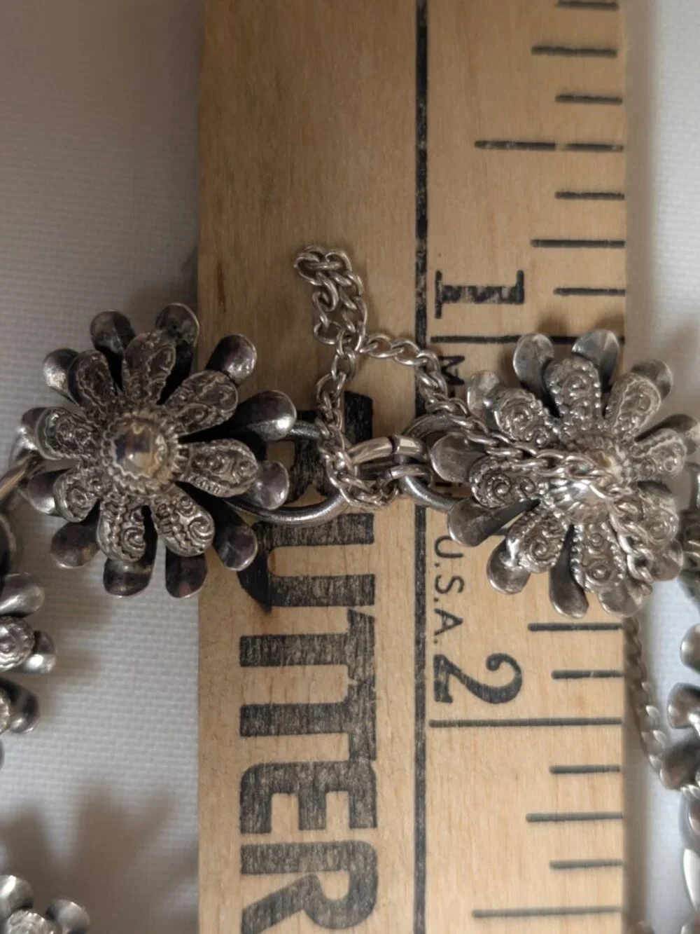 Vintage Sterling Silver Floral Dimensional Layer Repousse Textured Bracelet